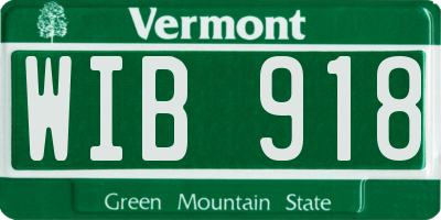 VT license plate WIB918