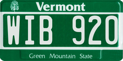 VT license plate WIB920