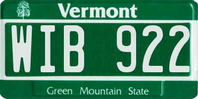 VT license plate WIB922