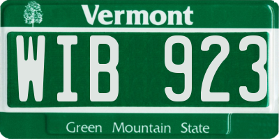 VT license plate WIB923