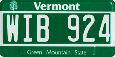 VT license plate WIB924