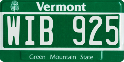 VT license plate WIB925