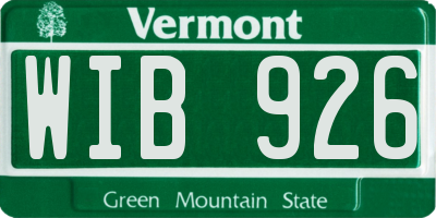 VT license plate WIB926