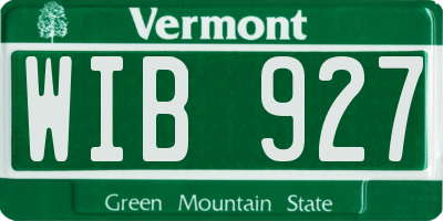 VT license plate WIB927