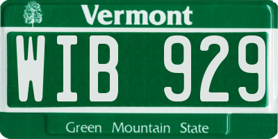 VT license plate WIB929
