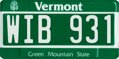 VT license plate WIB931