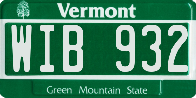 VT license plate WIB932