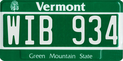 VT license plate WIB934