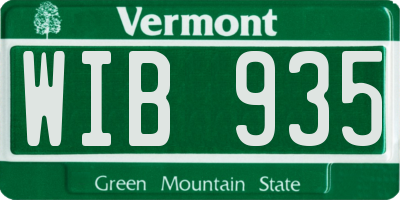 VT license plate WIB935