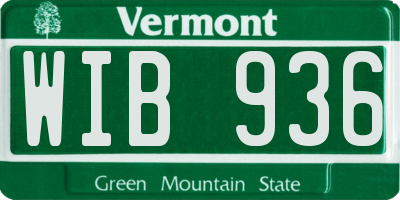 VT license plate WIB936