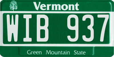 VT license plate WIB937