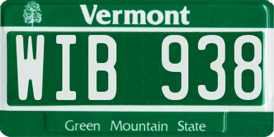 VT license plate WIB938