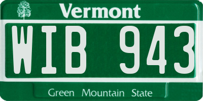 VT license plate WIB943