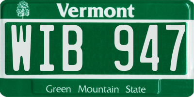 VT license plate WIB947