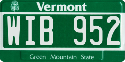 VT license plate WIB952