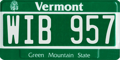 VT license plate WIB957