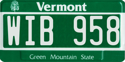 VT license plate WIB958