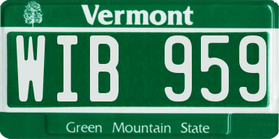 VT license plate WIB959