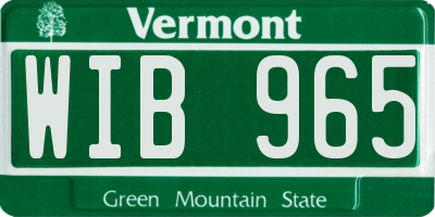 VT license plate WIB965