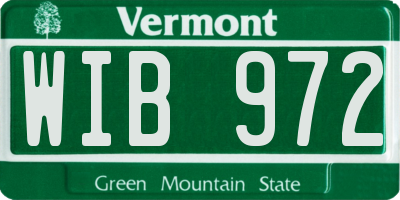 VT license plate WIB972