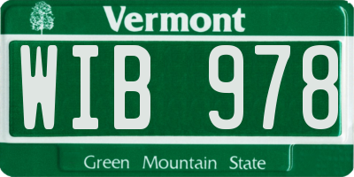 VT license plate WIB978