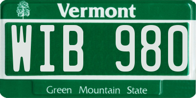 VT license plate WIB980