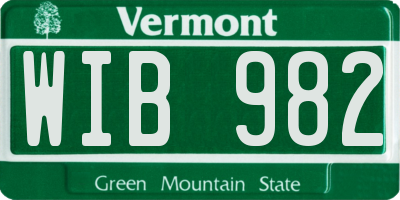 VT license plate WIB982