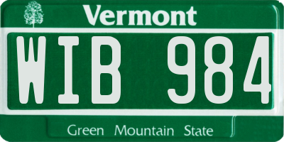 VT license plate WIB984