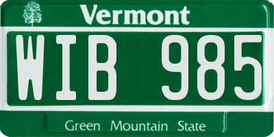 VT license plate WIB985