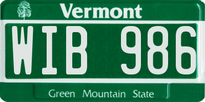 VT license plate WIB986