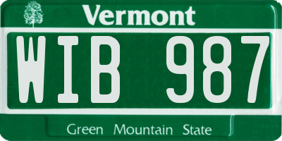 VT license plate WIB987