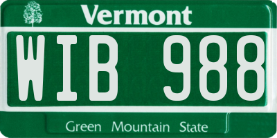 VT license plate WIB988