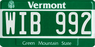 VT license plate WIB992