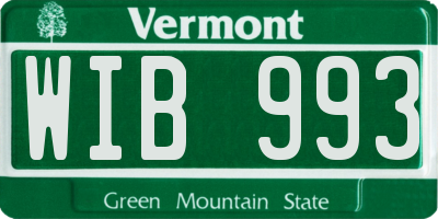 VT license plate WIB993
