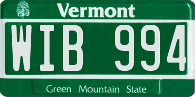 VT license plate WIB994