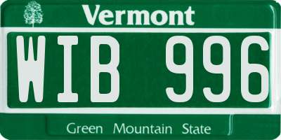 VT license plate WIB996