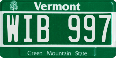 VT license plate WIB997