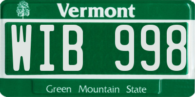 VT license plate WIB998