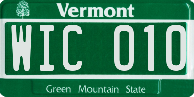 VT license plate WIC010