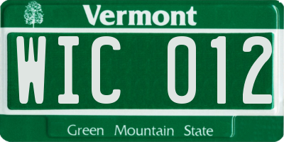VT license plate WIC012