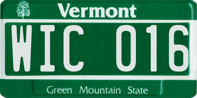 VT license plate WIC016