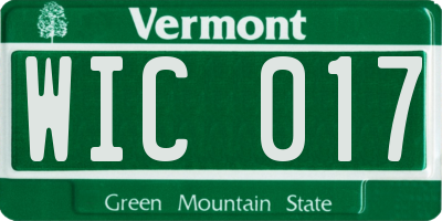 VT license plate WIC017