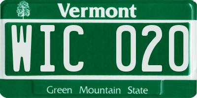 VT license plate WIC020