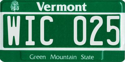 VT license plate WIC025