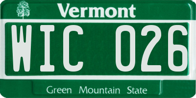 VT license plate WIC026