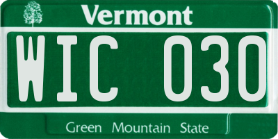 VT license plate WIC030