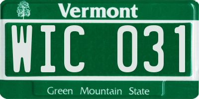VT license plate WIC031