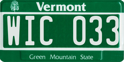 VT license plate WIC033