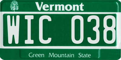 VT license plate WIC038