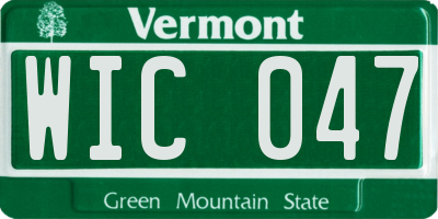 VT license plate WIC047